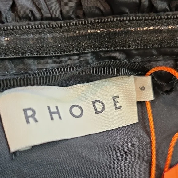 NEW $595 RHODE VIOLA OFF THE SHOULDER BLACK MIDI DRESS SIZE 6 - Picture 11 of 13